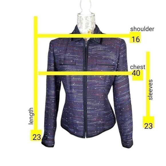 Sag Harbor Shades of Purple Soft Tweed Lightweight Cropped Zip Up Jacket - Picture 4 of 10
